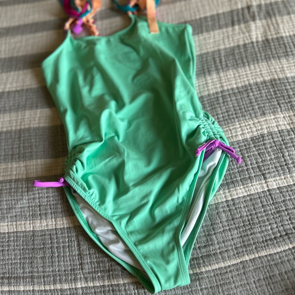 H&H Green and Purple One Piece Swimsuit Sporty Style